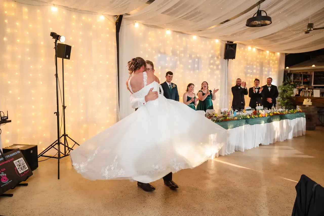 Courtney's dress mid-spin on the dance floor