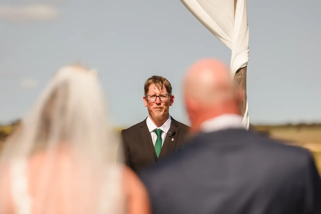 Jason sees Courtney for the first time as she arrives with her dad