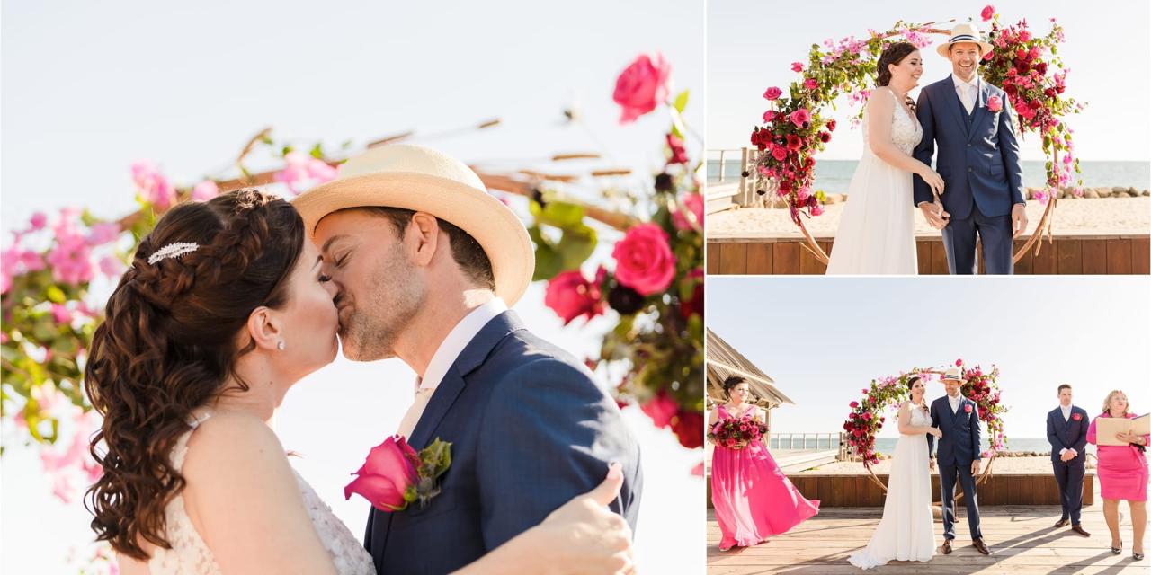 Erin and Geordie sharing their first kiss as newlyweds.
