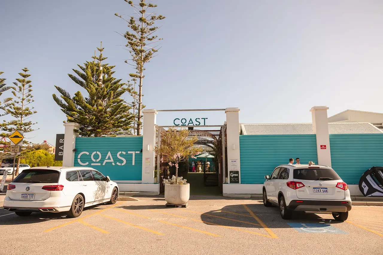 The COAST Port Beach beachfront venue entrance in North Fremantle