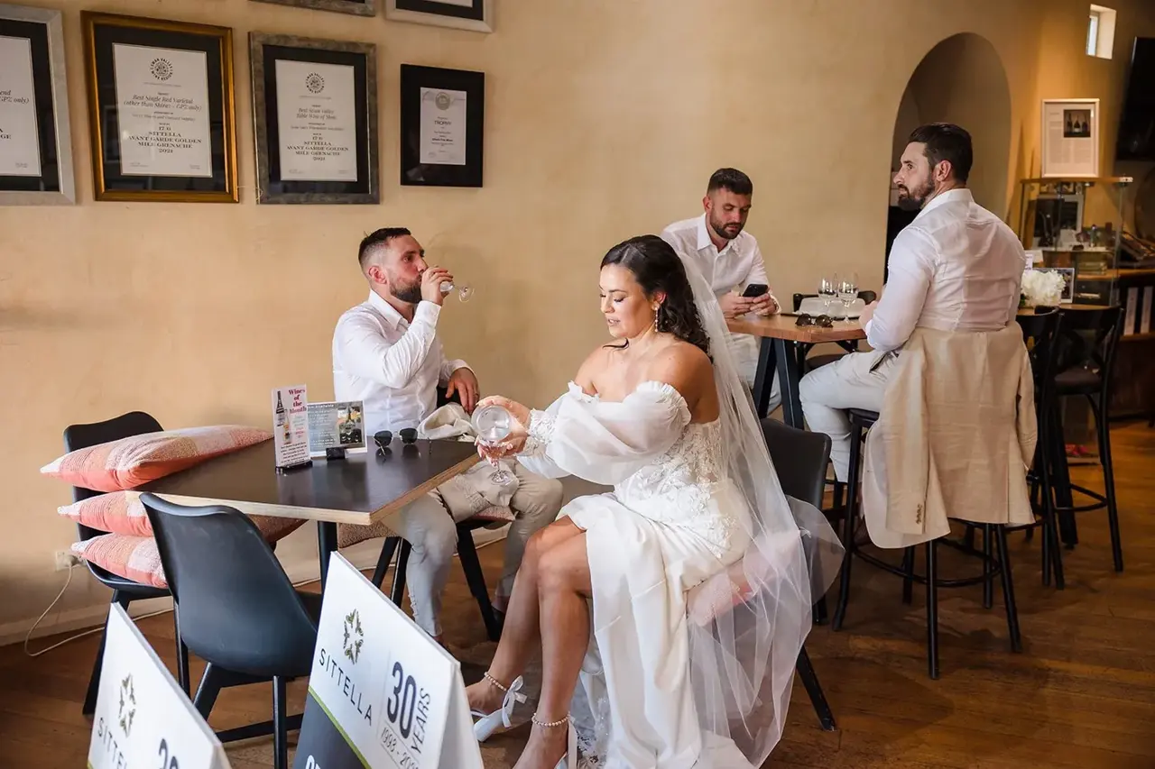 Wedding party relaxing at the Sittella Winery cellar door
