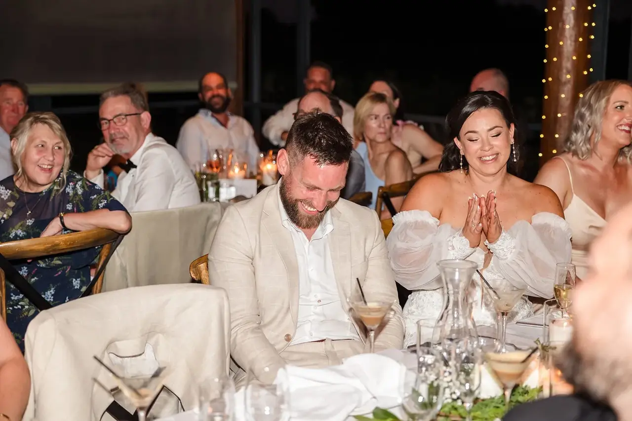 Fairy-lit indoor wedding reception at Sittella Winery