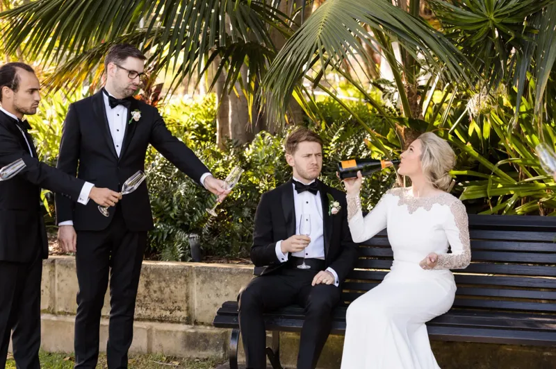 Wedding couple portrait at Queens Gardens Perth