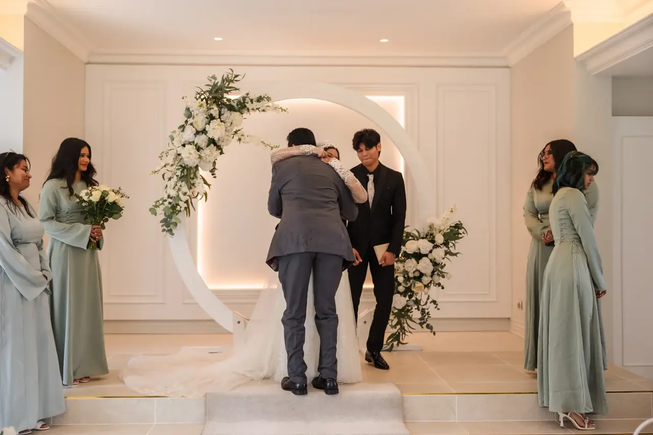 Naila and Kusal show off their wedding rings to the camera