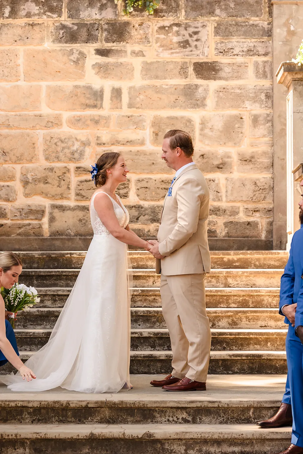 Garden wedding ceremony on the lawn under the trees at Cottesloe Civic Centre
