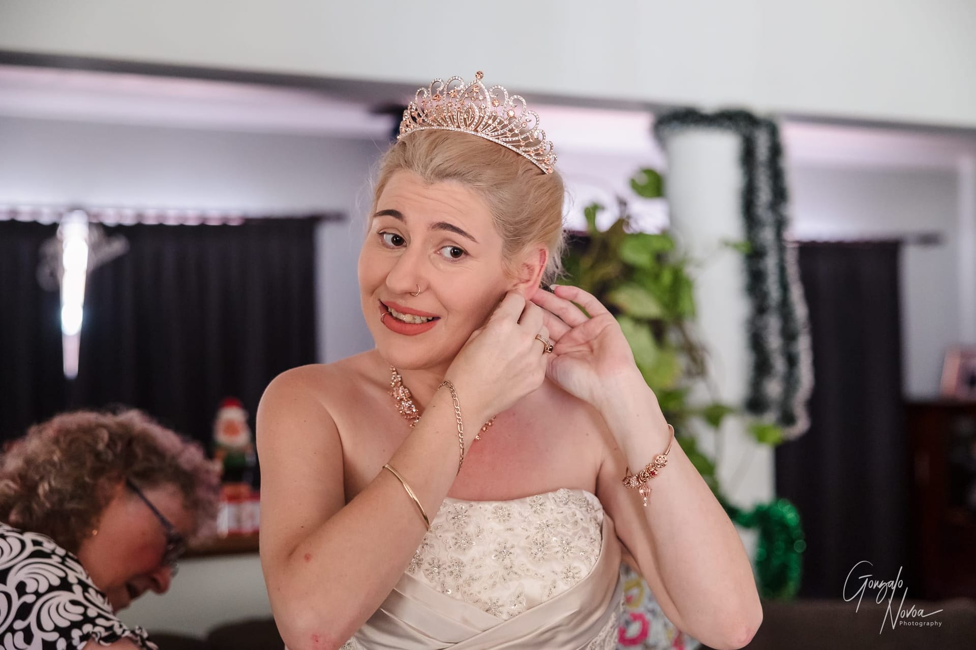 The bride getting ready