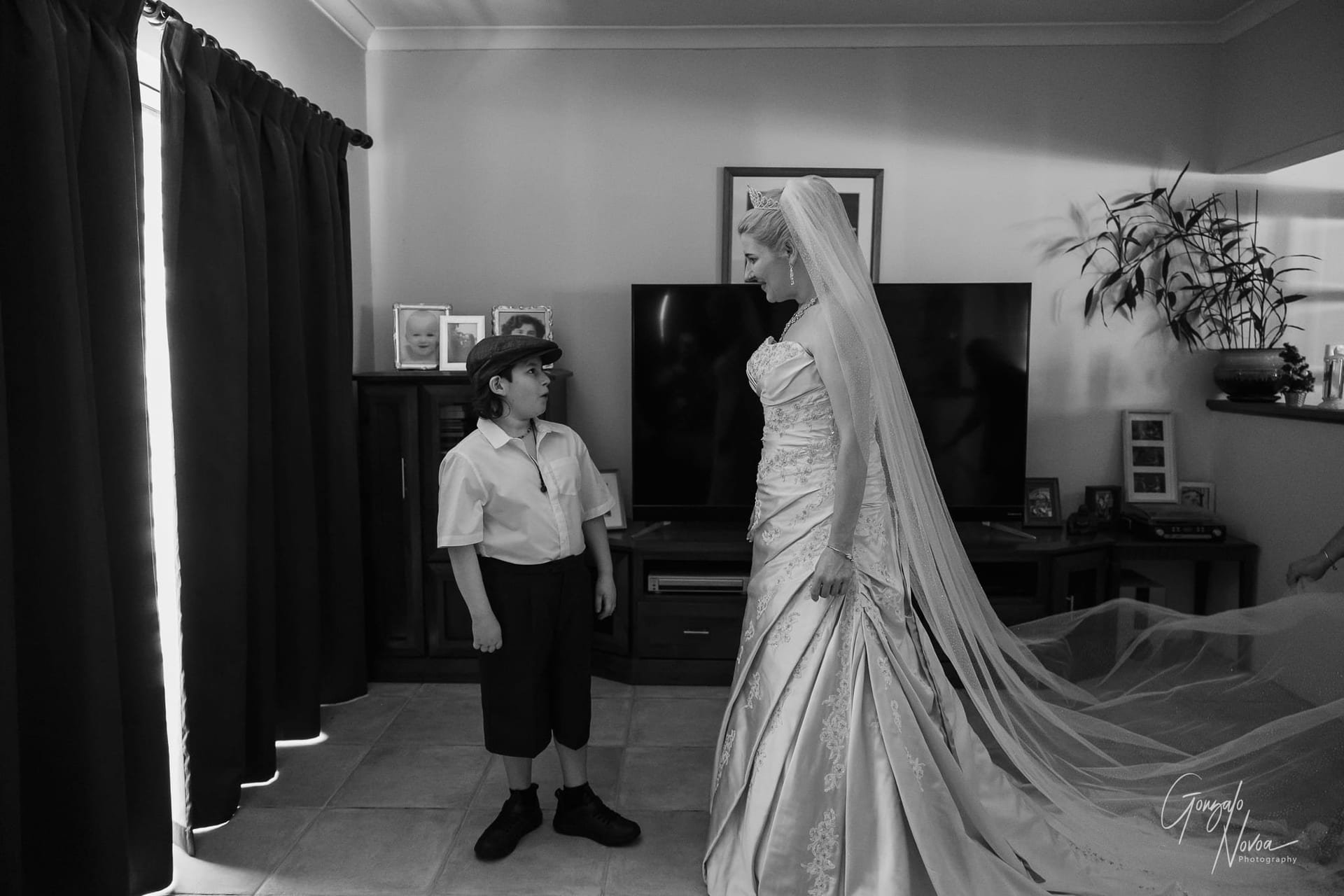 An emotional first look between a mother and a son
