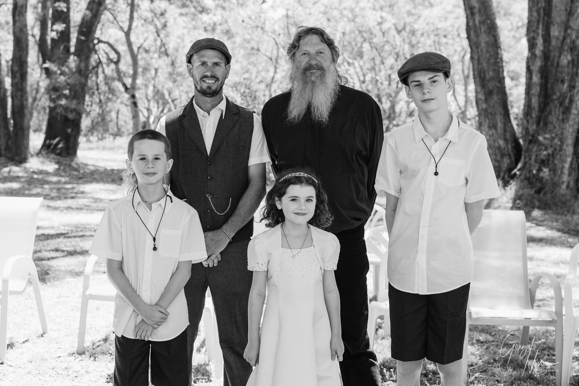 The groom his father and the kids