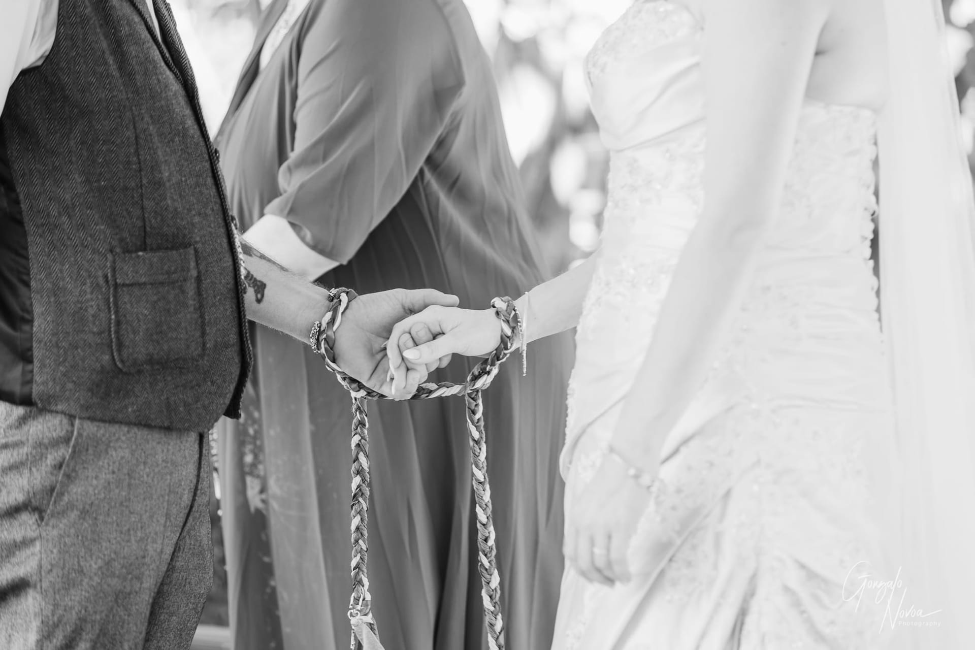 Hand fasting ceremony closeup