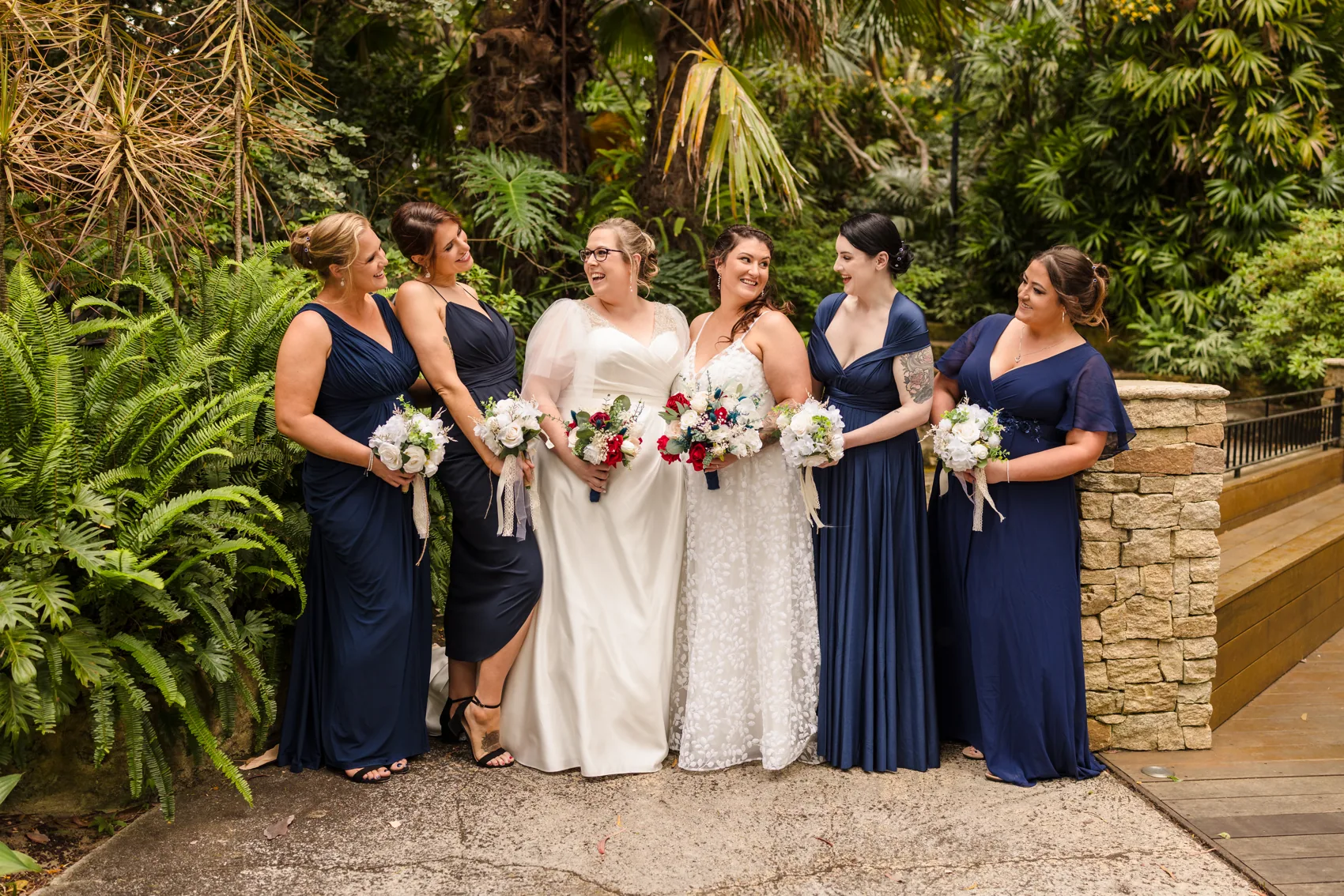 The bridal party among the greenery at Wanneroo Botanic Gardens