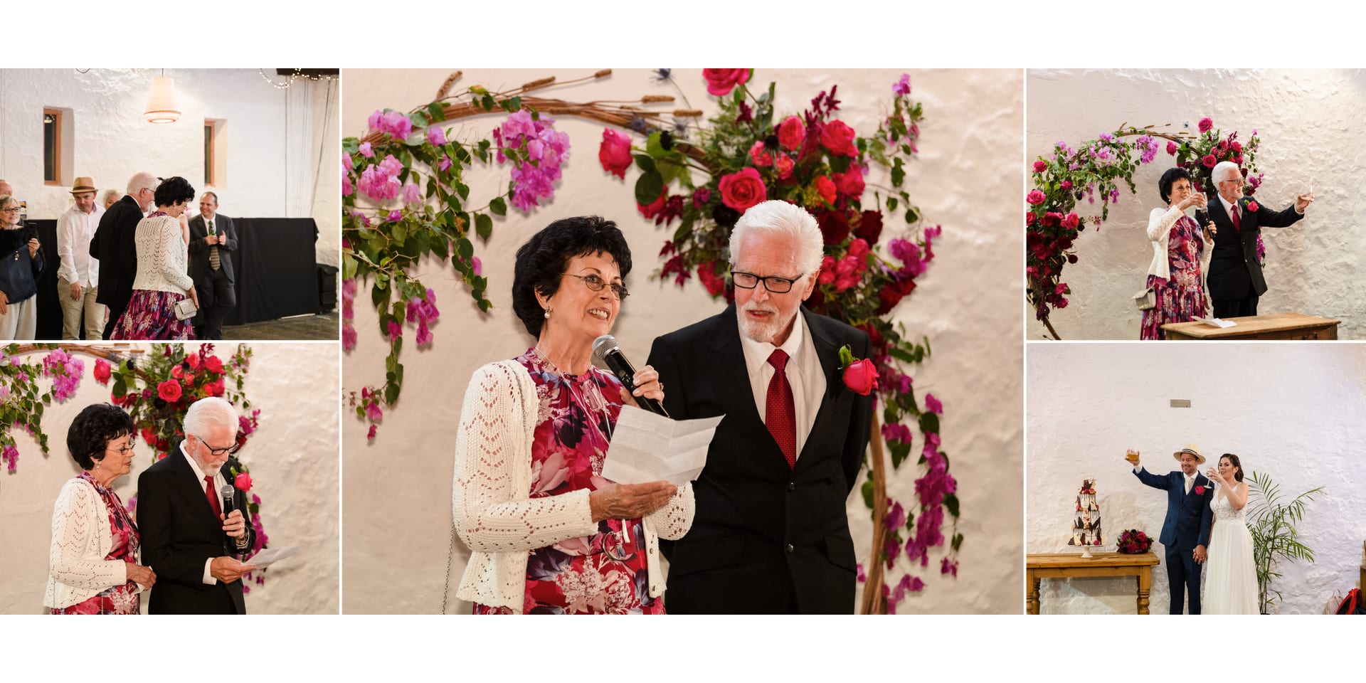 Erin's parents giving heartfelt speech during the wedding reception.