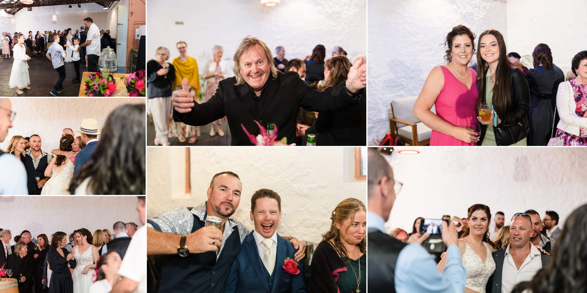 Wedding guests celebrating during Erin and Geordie’s reception.
