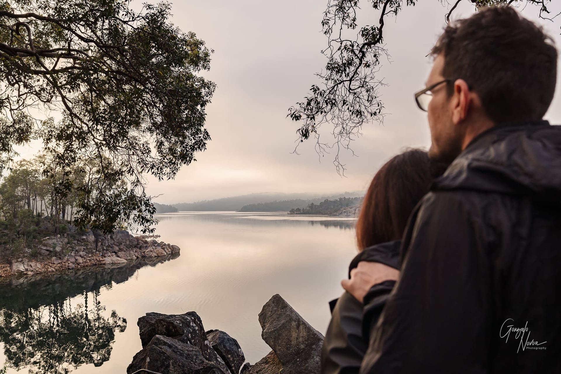 Sunrise magic begins. Maria and Fabio observing the beautiful sunrise