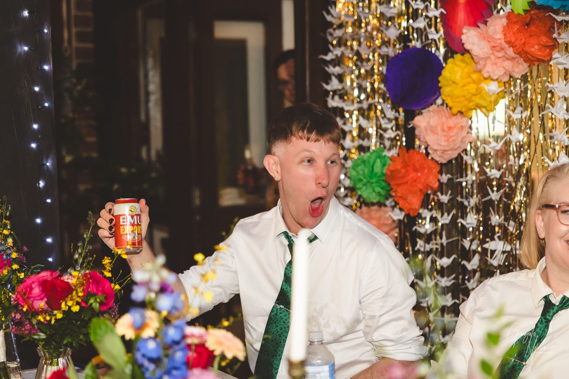 Best man excitement during the reception