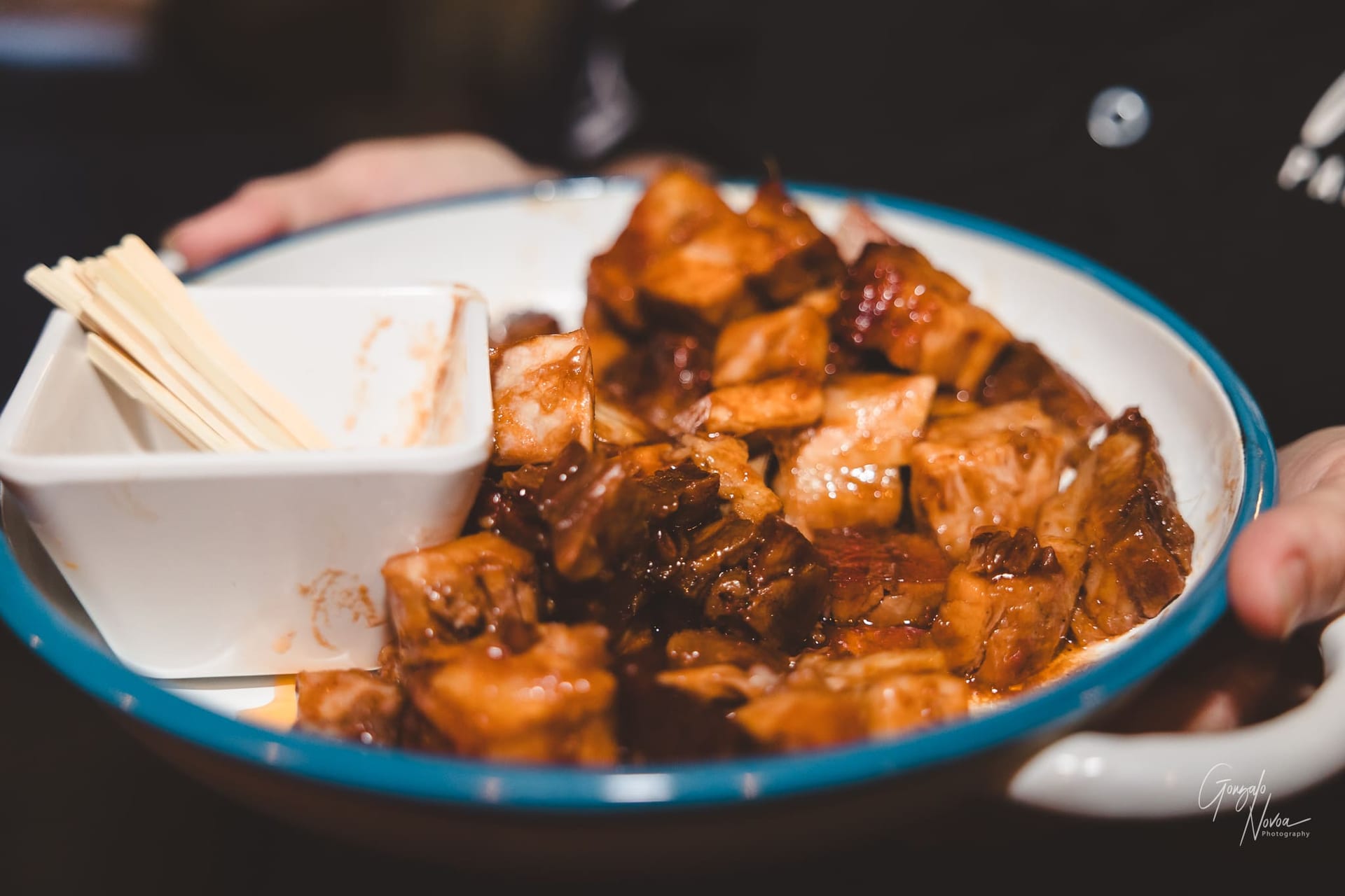 Pork Belly being served by Caterer: Pop Up Party Catering